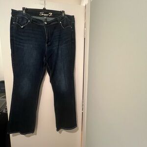 Seven7 Blue Flare Wide Leg Jeans with Stretch